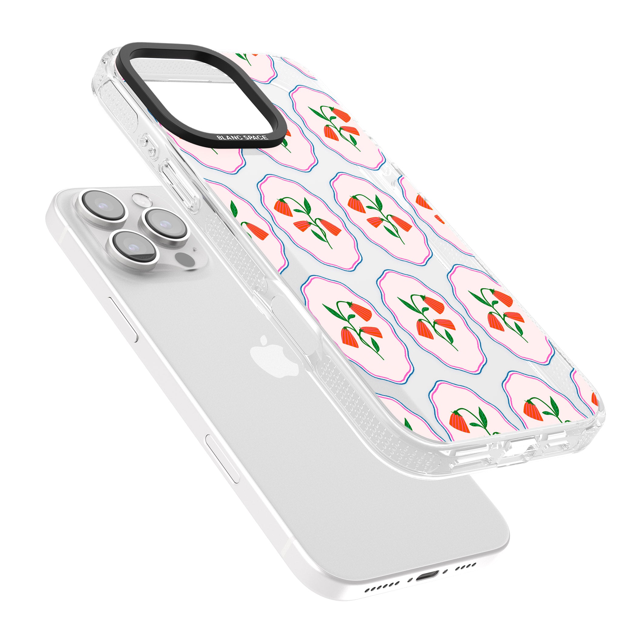 Rose Stamps iPhone 16 Pro Max / 16 Pro Clear Case Impact Air - Blanc Space