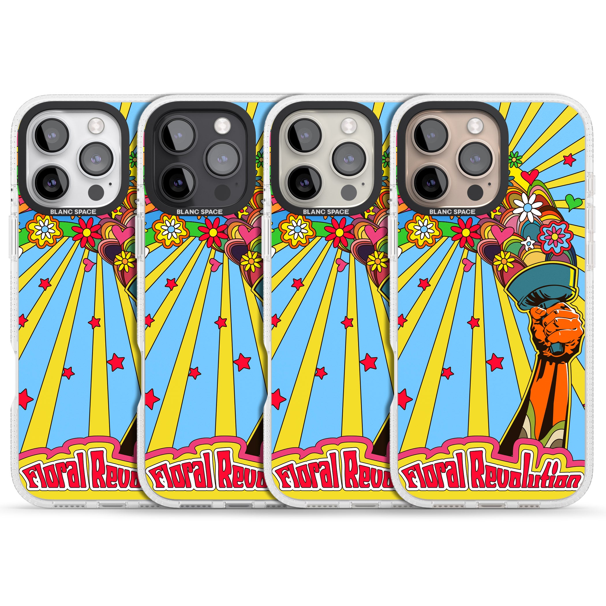 Floral Revolution iPhone 16 Pro Max / 16 Pro Clear Case Impact Air - Blanc Space