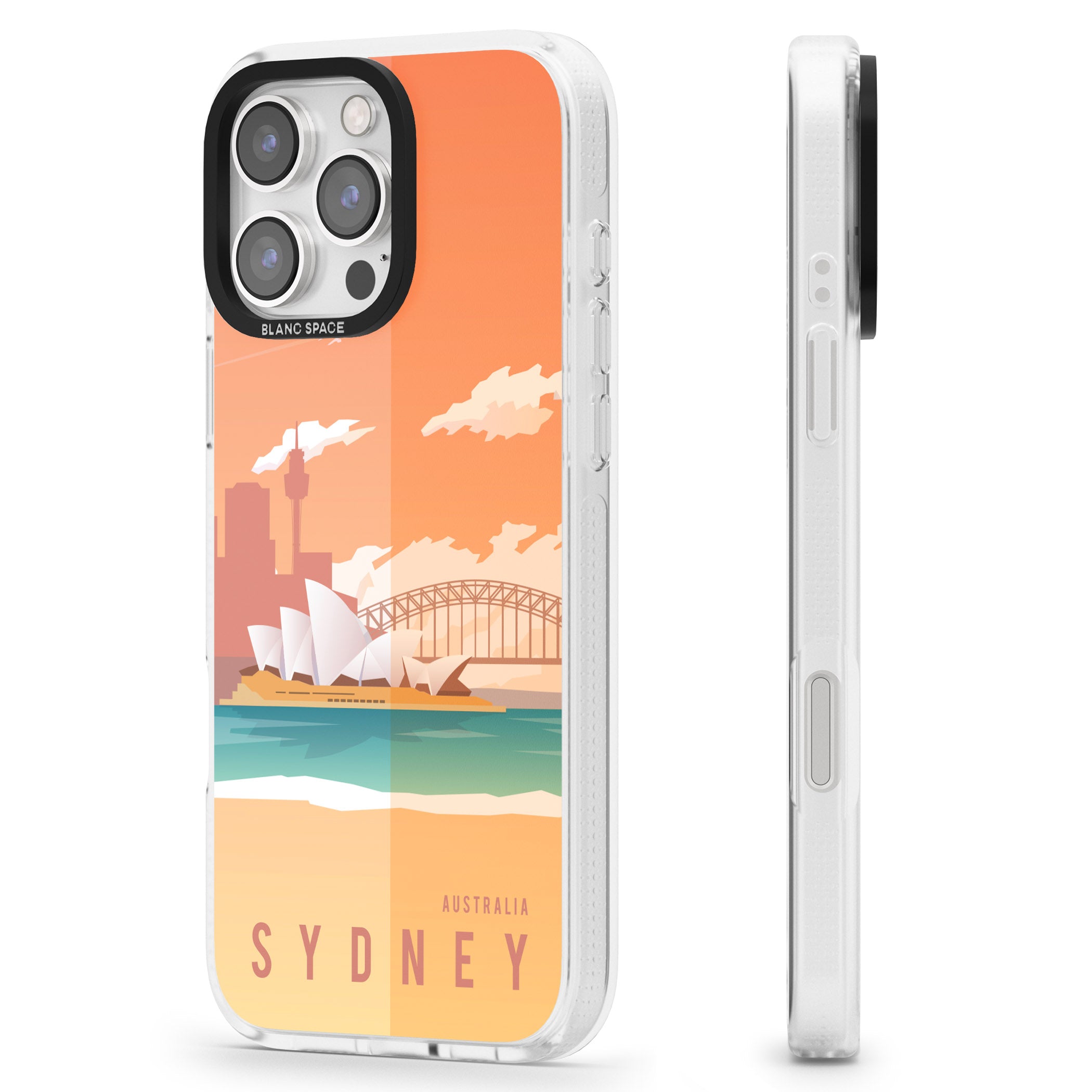 Vintage Travel Poster Sydney iPhone 16 Pro Max / 16 Pro Clear Case Impact Air - Blanc Space
