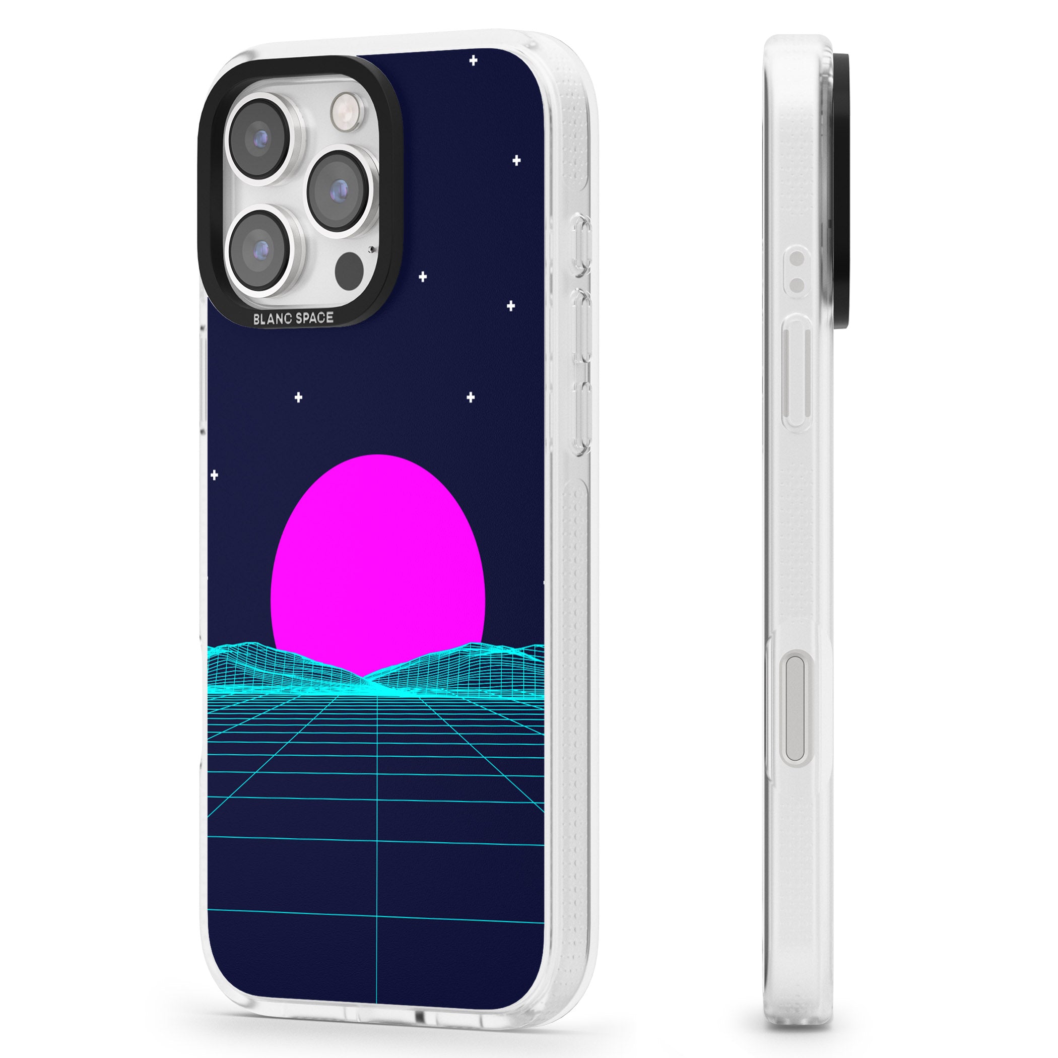 Miami Sunset Vaporwave iPhone 16 Pro Max / 16 Pro Clear Case Impact Air - Blanc Space
