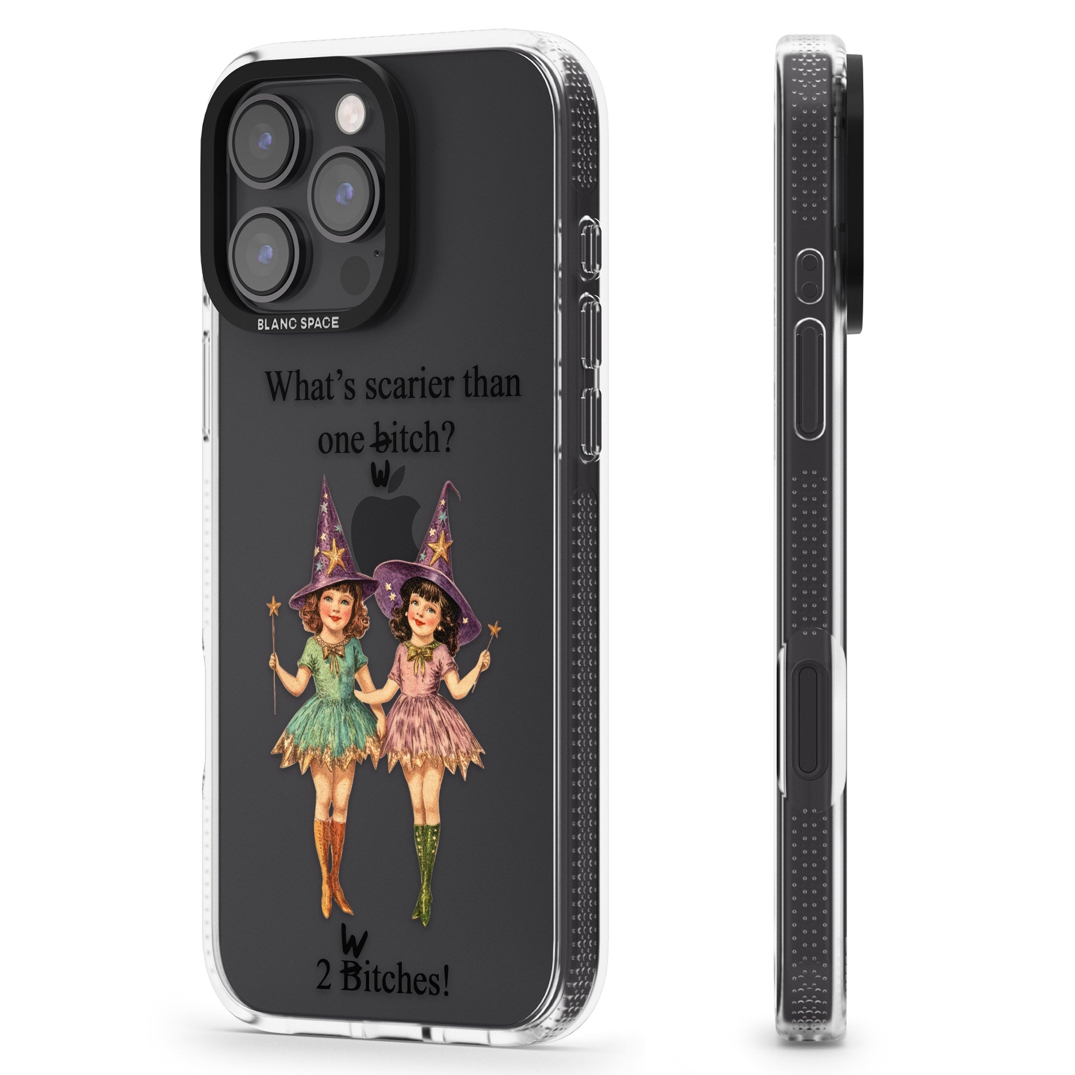 Two Witches iPhone 16 Pro Max / 16 Pro Clear Case Impact Air - Blanc Space