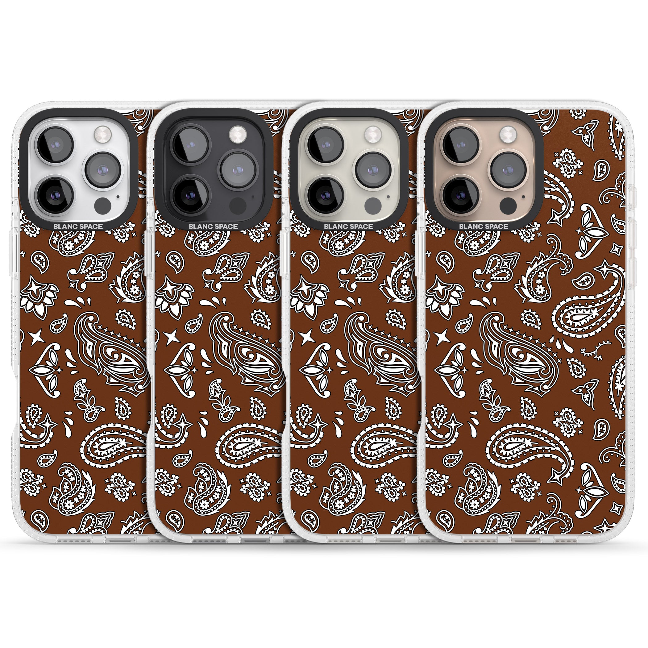 Brown Bandana iPhone 16 Pro Max / 16 Pro Clear Case Impact Air - Blanc Space