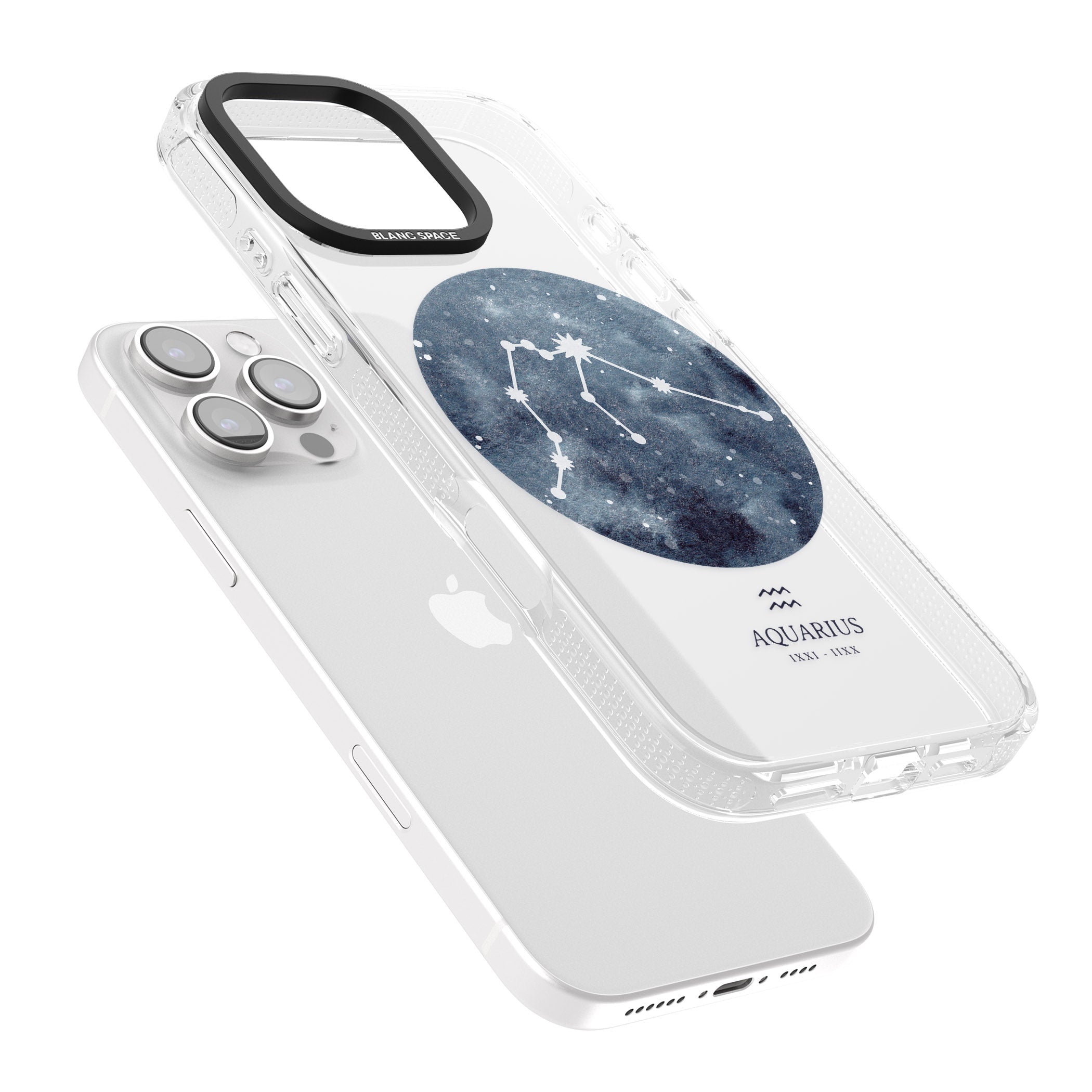 Aquarius Zodiac Transparent Design - Blue iPhone 16 Pro Max / 16 Pro Clear Case Impact Air - Blanc Space