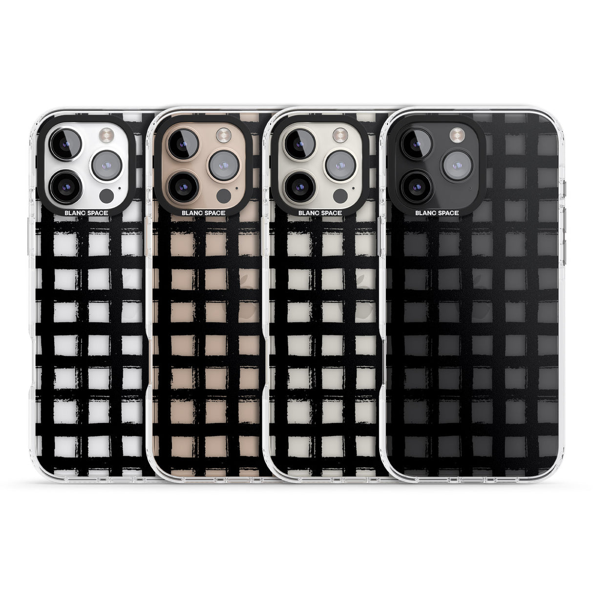 iPhone 16 Pro Max Messy Black Grid - Clear Black Impact Phone Case