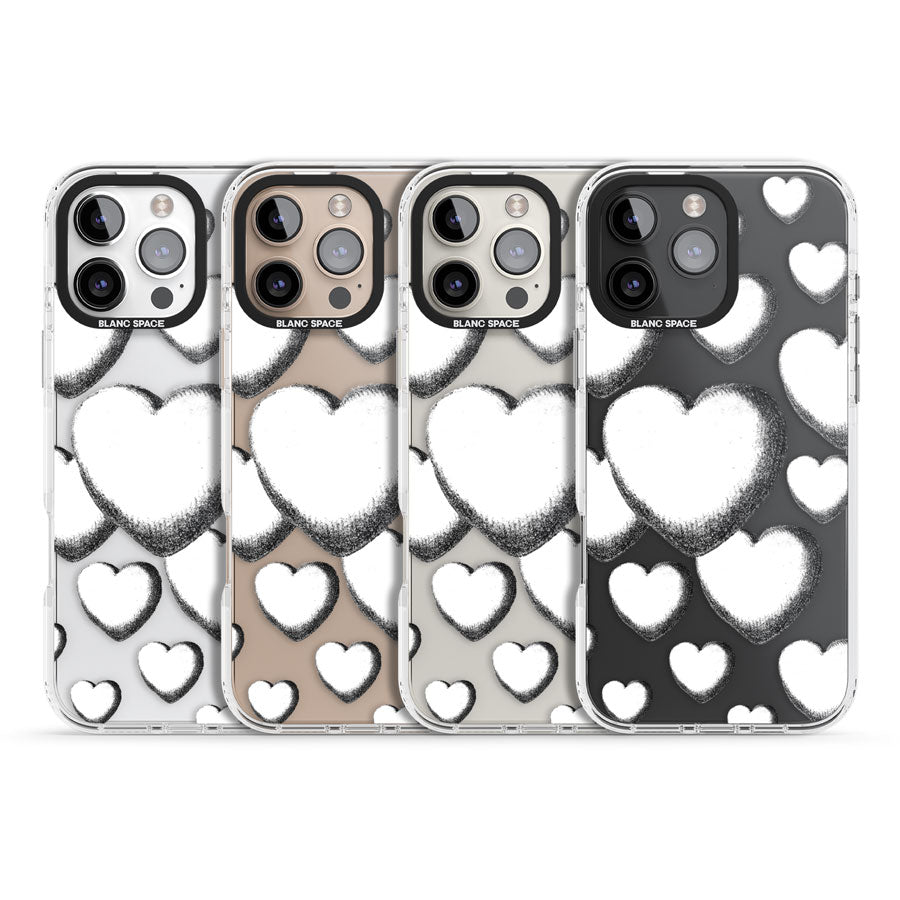 Hand-Drawn Hearts Impact Phone Case for iPhone 16 Pro, iPhone 16 Pro Max