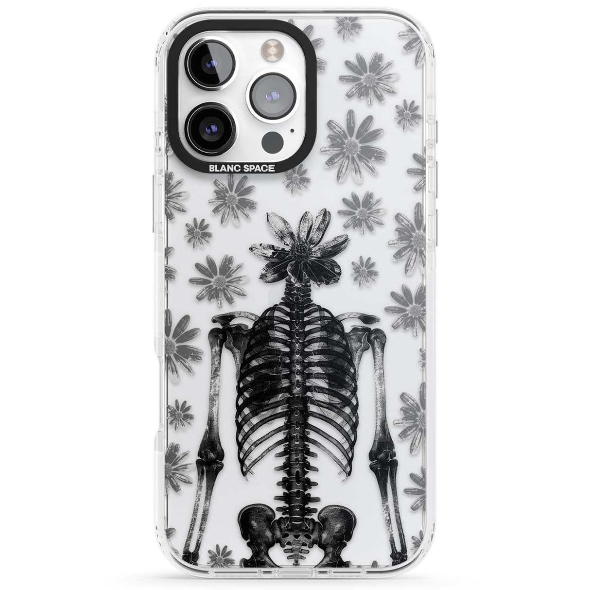 Skeleton Flower Impact Phone Case for iPhone 16 Pro, iPhone 16 Pro Max