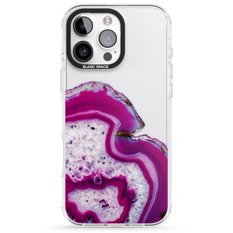 iPhone 16 Pro Max Violet & White Swirl Agate Crystal Clear Design Black Impact Phone Case