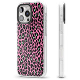 iPhone 16 Pro Max Green on Pink Leopard Print Pattern Black Impact Phone Case