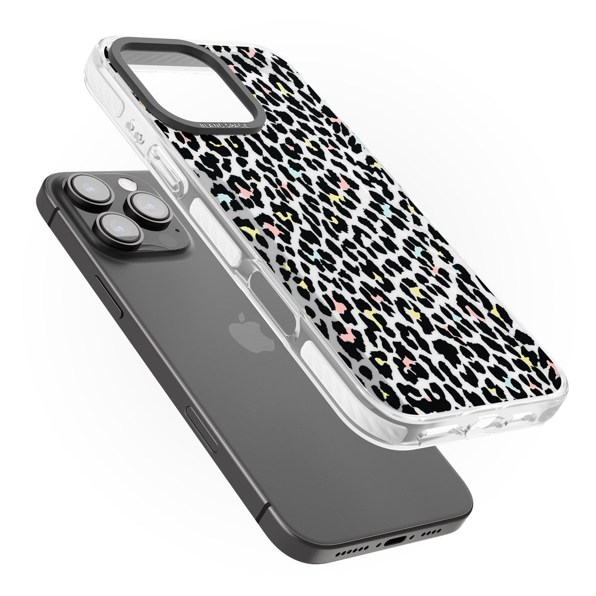 iPhone 16 Pro Max Mixed Pastels Leopard Print - Transparent Black Impact Phone Case