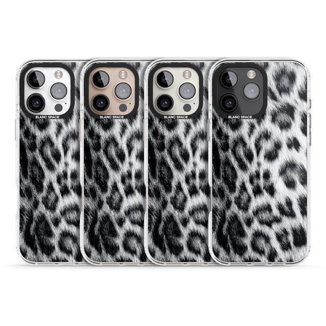 iPhone 16 Pro Max Animal Fur Pattern - Snow Leopard Black Impact Phone Case