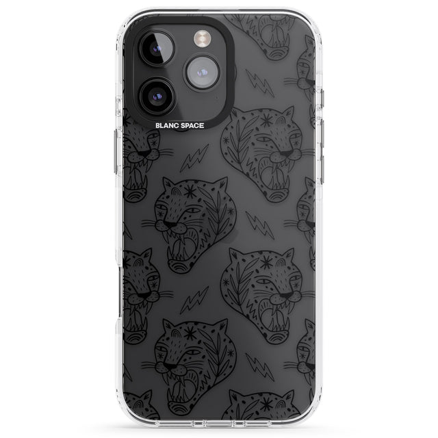 iPhone 16 Pro Max Black Tiger Roar Pattern Black Impact Phone Case