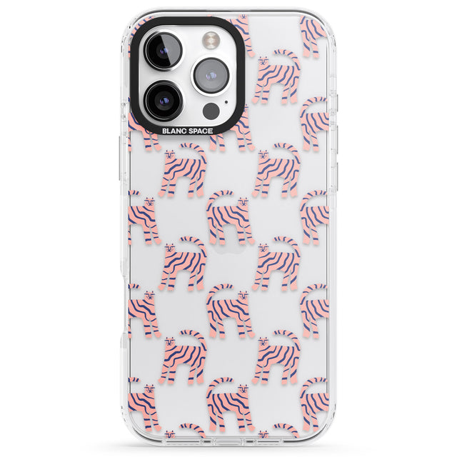 iPhone 16 Pro Max Pink and Blue Cat Pattern Black Impact Phone Case