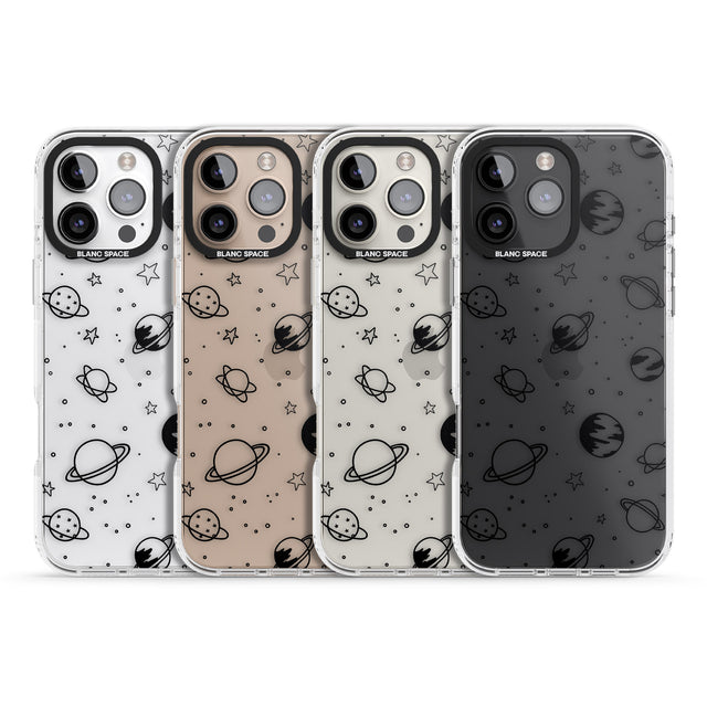 iPhone 16 Pro Max Cosmic Outer Space Design Black on Clear Black Impact Phone Case