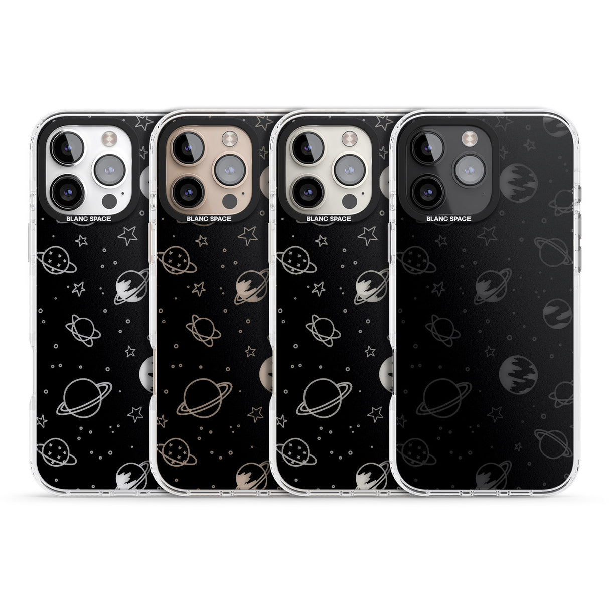 iPhone 16 Pro Max Cosmic Outer Space Design Clear on Black Black Impact Phone Case