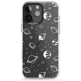 iPhone 16 Pro Max Cosmic Outer Space Design White on Clear Black Impact Phone Case