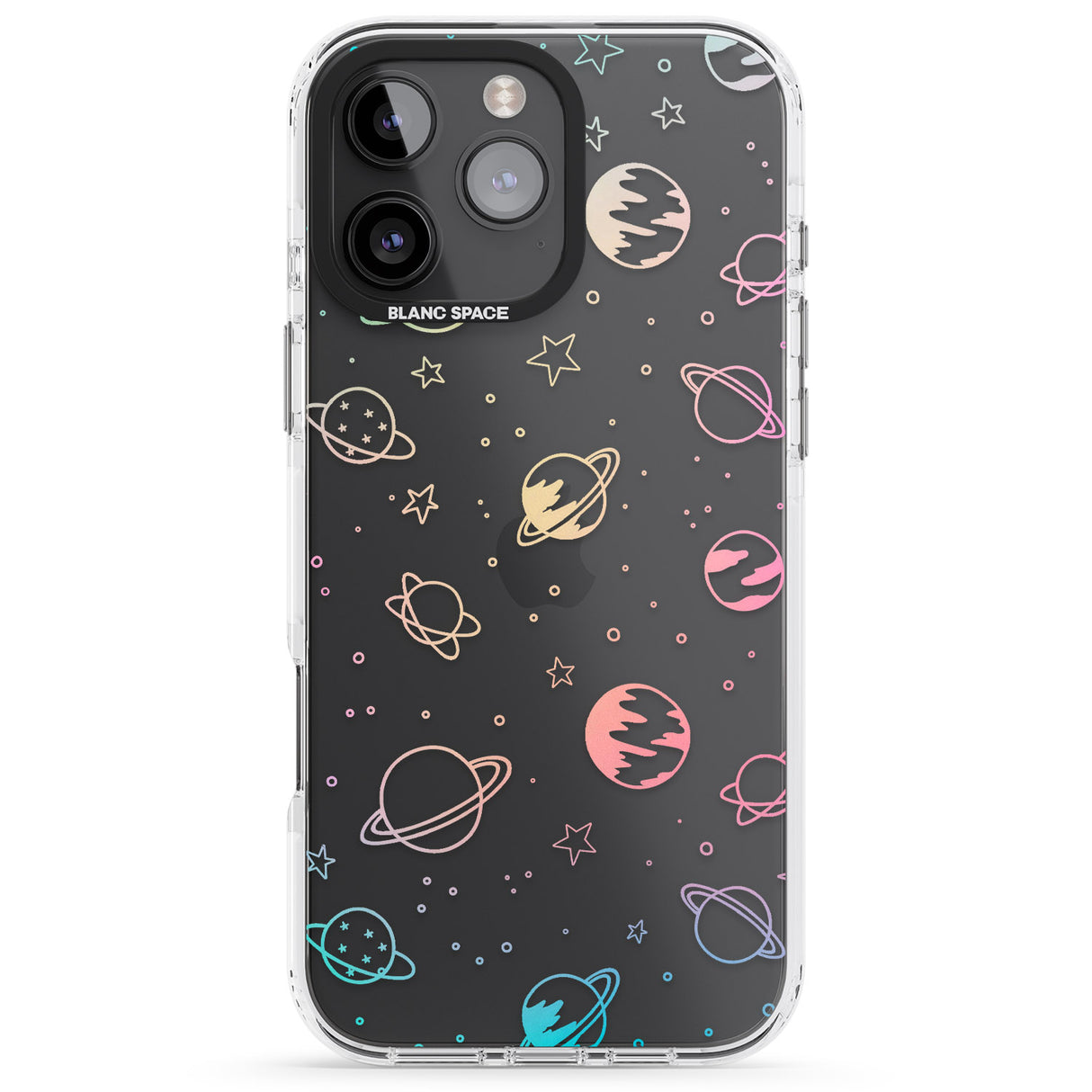 iPhone 16 Pro Max Cosmic Outer Space Design Pastels on Clear Black Impact Phone Case