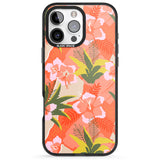 iPhone 16 Pro Max Hawaiian Flowers Abstract Pattern Black Impact Phone Case