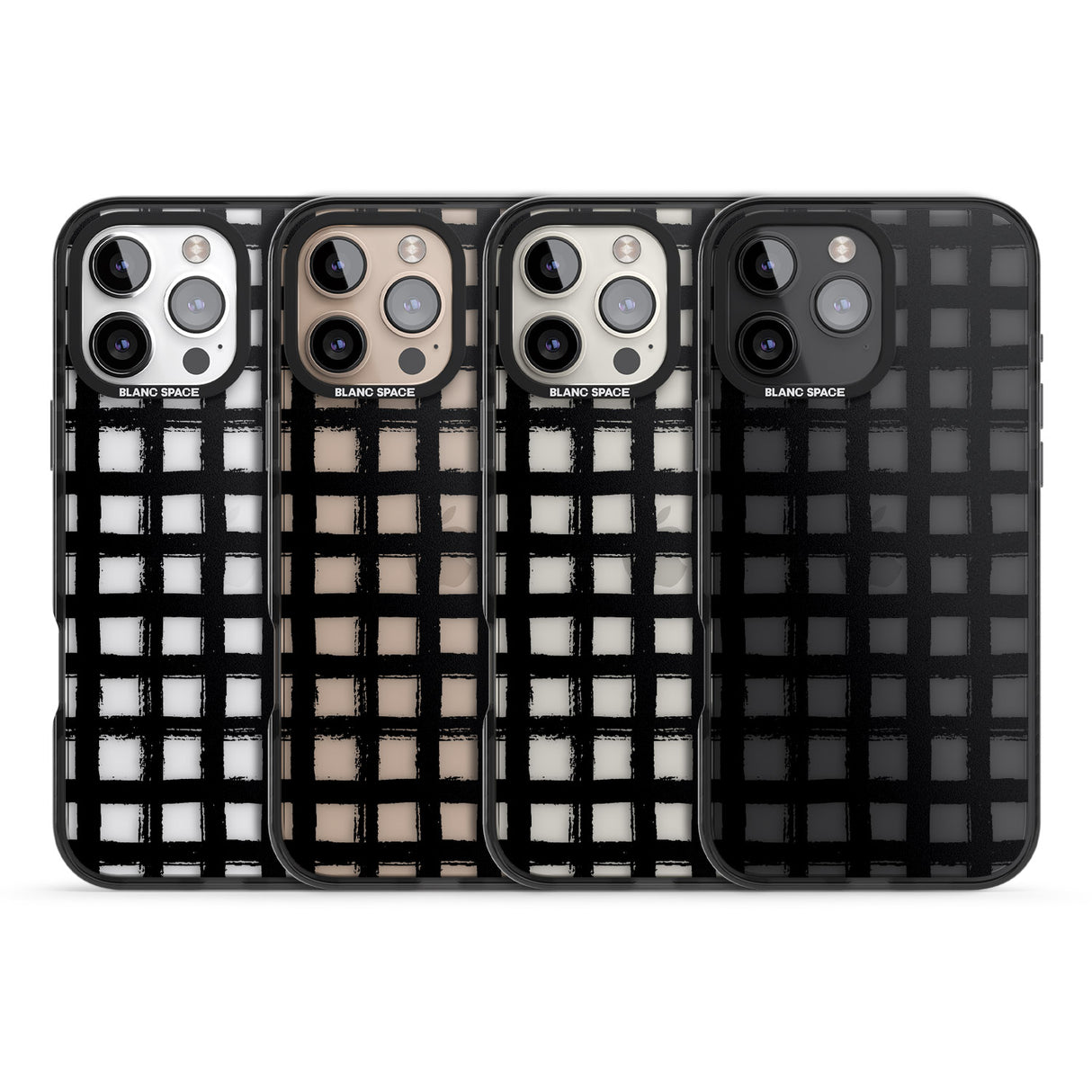 iPhone 16 Pro Max Messy Black Grid - Clear Black Impact Phone Case