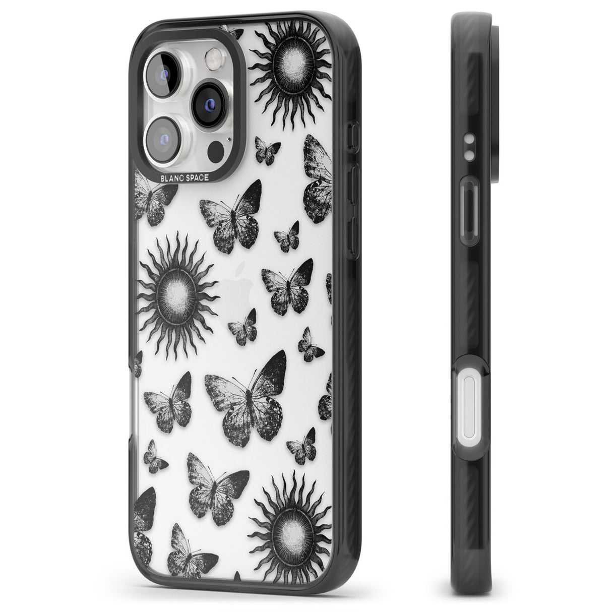 Butterflies & Suns Black Impact Phone Case for iPhone 16 Pro, iPhone 16 Pro Max