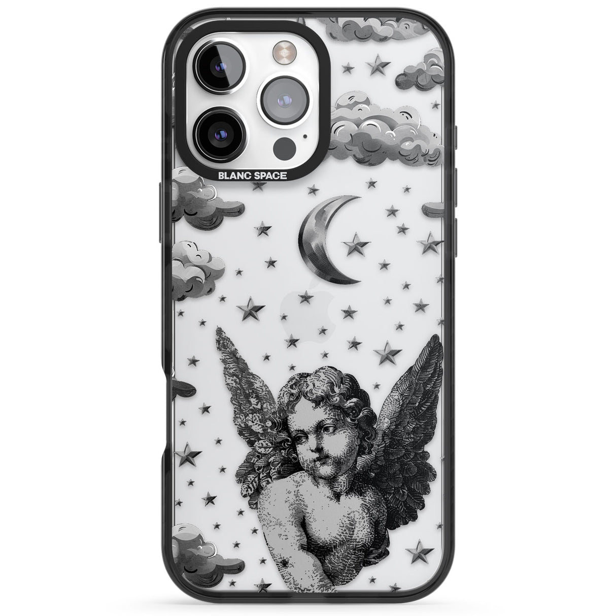 Celestial Cherub Black Impact Phone Case for iPhone 16 Pro, iPhone 16 Pro Max