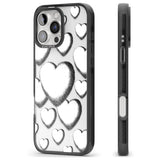 Hand-Drawn Hearts Black Impact Phone Case for iPhone 16 Pro, iPhone 16 Pro Max