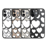 Hand-Drawn Hearts Black Impact Phone Case for iPhone 16 Pro, iPhone 16 Pro Max