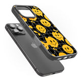 iPhone 16 Pro Max Acid Face Grid Pattern Black Impact Phone Case