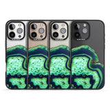 iPhone 16 Pro Max Neon Green & Blue Agate Crystal Transparent Design Black Impact Phone Case