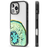 iPhone 16 Pro Max Turquoise & Green Gemstone Crystal Clear Design Black Impact Phone Case