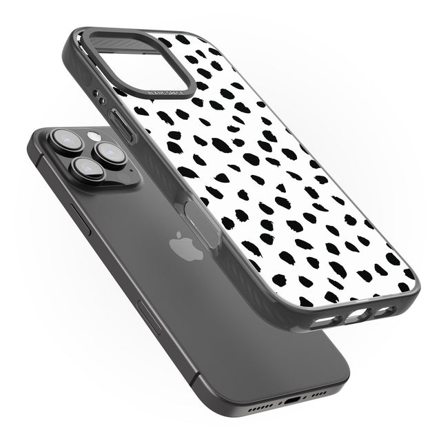 iPhone 16 Pro Max White Dalmatian Print Black Impact Phone Case