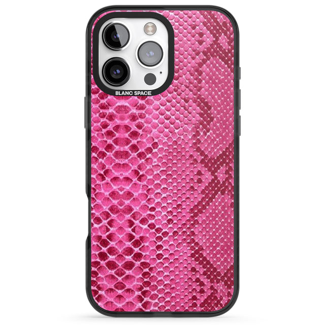 iPhone 16 Pro Max Pink Snakeskin Black Impact Phone Case