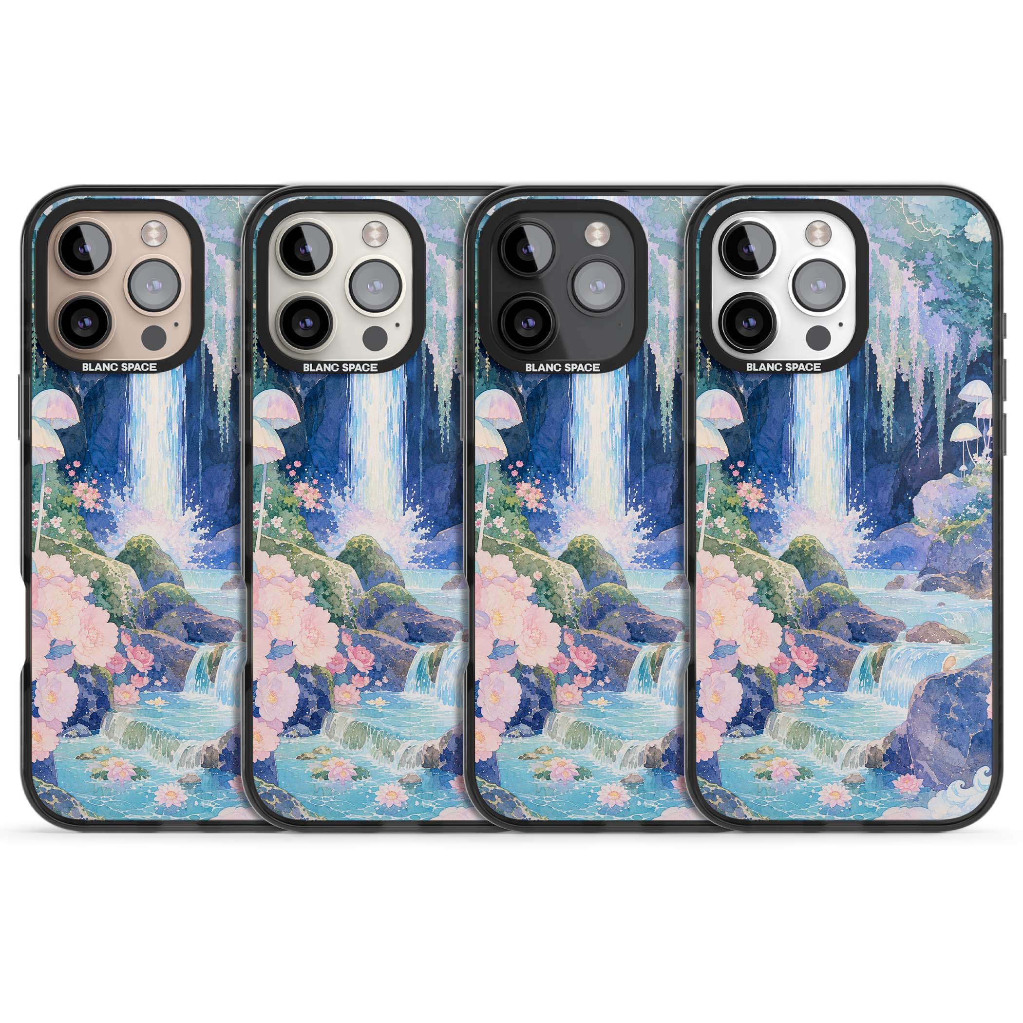 Mystic Waterfall art iPhone case | Black Impact case for iPhone 16 Pro, iPhone 16 Pro Max