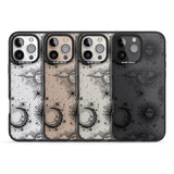 iPhone 16 Pro Max Transparent Suns, Moons & Clouds Black Impact Phone Case