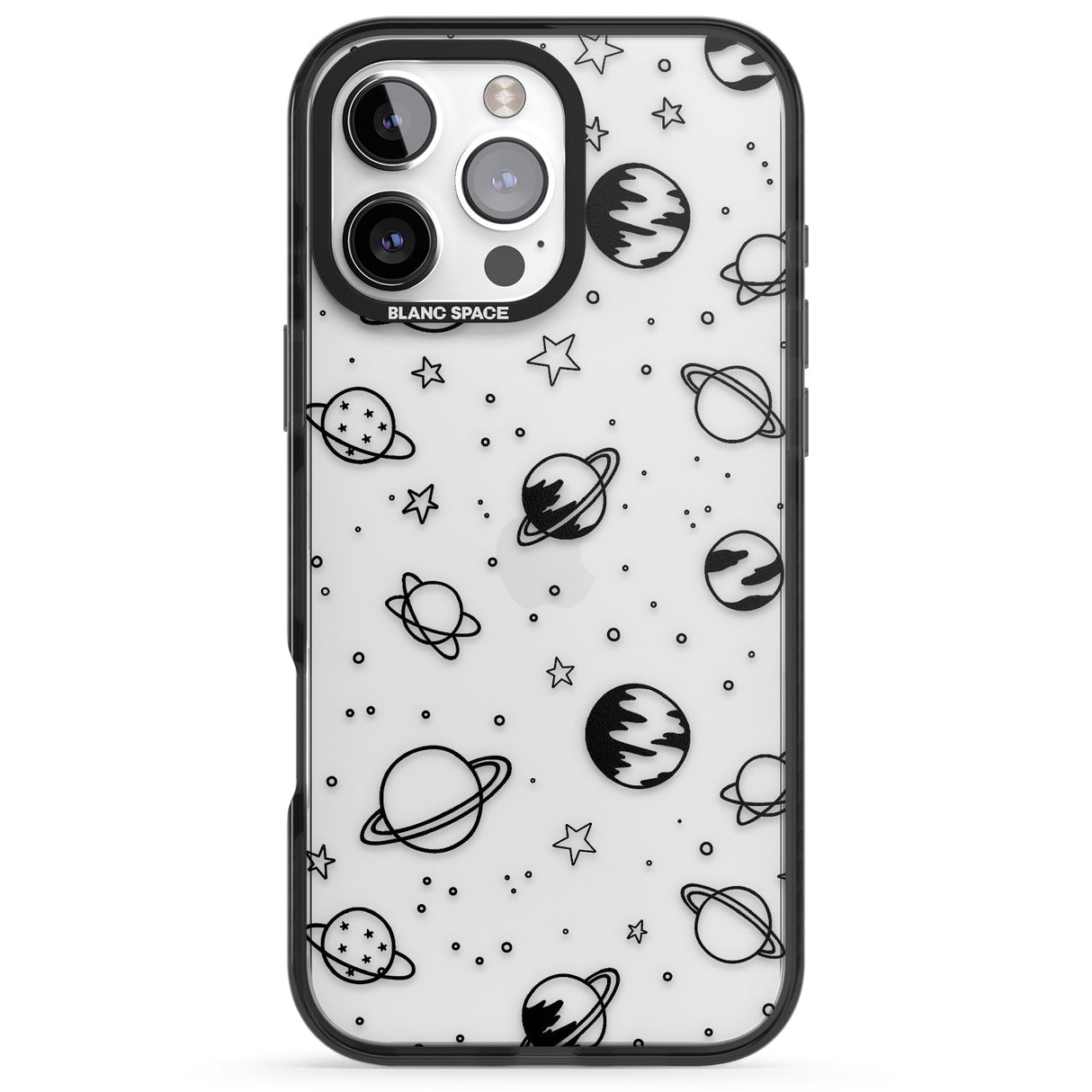 iPhone 16 Pro Max Cosmic Outer Space Design Black on Clear Black Impact Phone Case