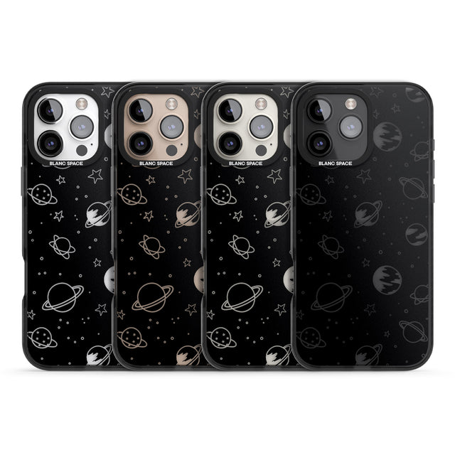 iPhone 16 Pro Max Cosmic Outer Space Design Clear on Black Black Impact Phone Case