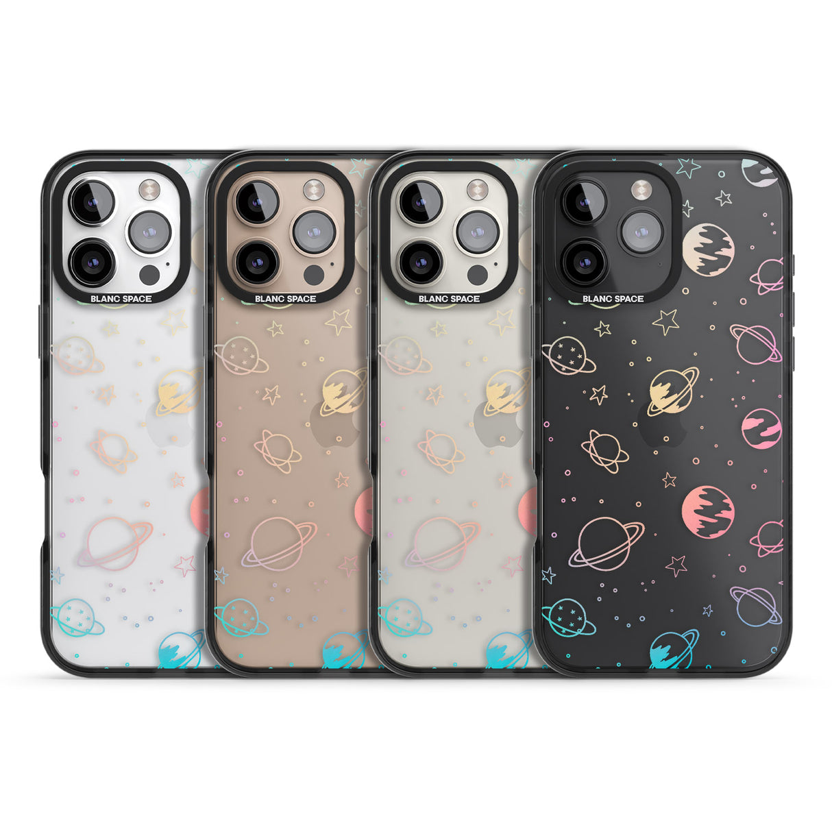 iPhone 16 Pro Max Cosmic Outer Space Design Pastels on Clear Black Impact Phone Case