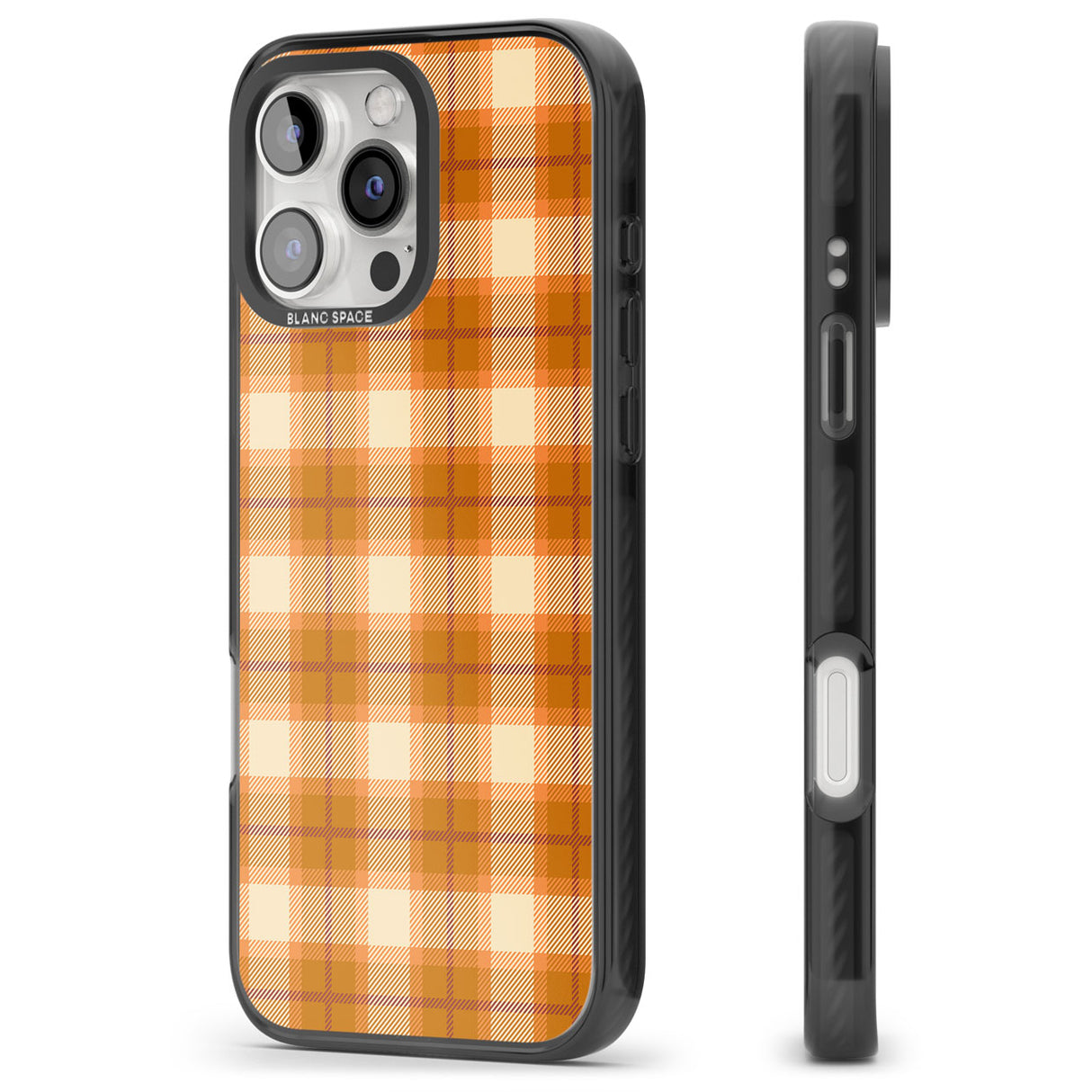 Pumpkin Plaid Black Impact Phone Case for iPhone 16 Pro, iPhone 16 Pro Max