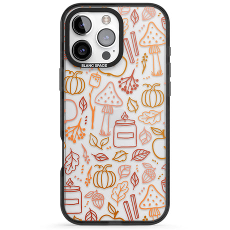 Autumn Line Pattern Black Impact Phone Case for iPhone 16 Pro, iPhone 16 Pro Max