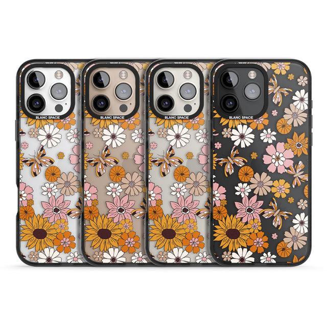 Butterfly & Bloom Autumn Floral Black Impact Phone Case for iPhone 16 Pro, iPhone 16 Pro Max