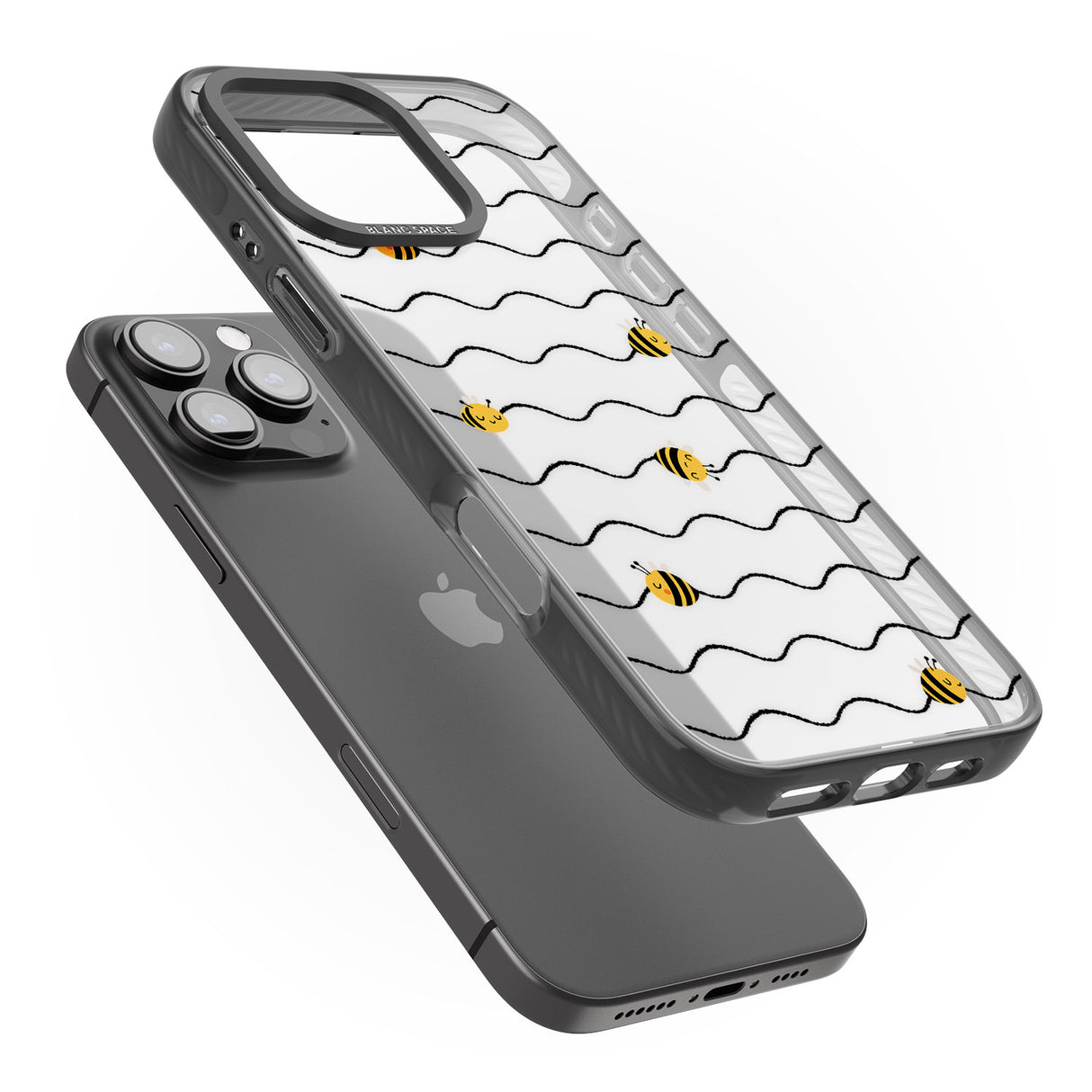 iPhone 16 Pro Max Sweet as Honey Patterns: Bees & Stripes (Clear) Black Impact Phone Case