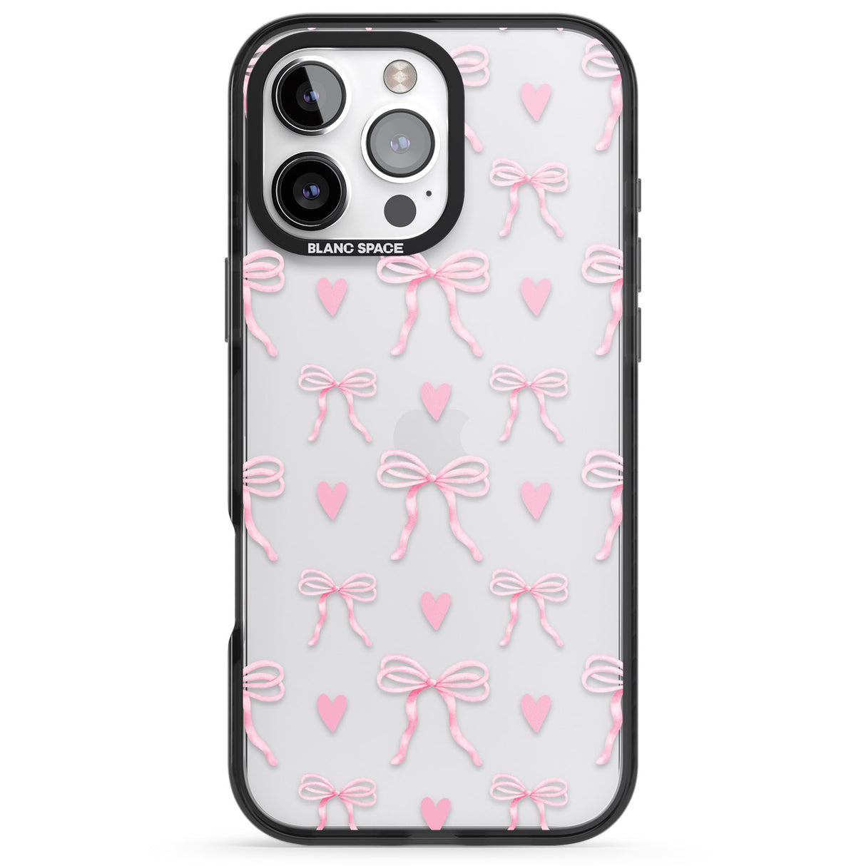 iPhone 16 Pink Bows & Hearts Clear Impact Phone Case