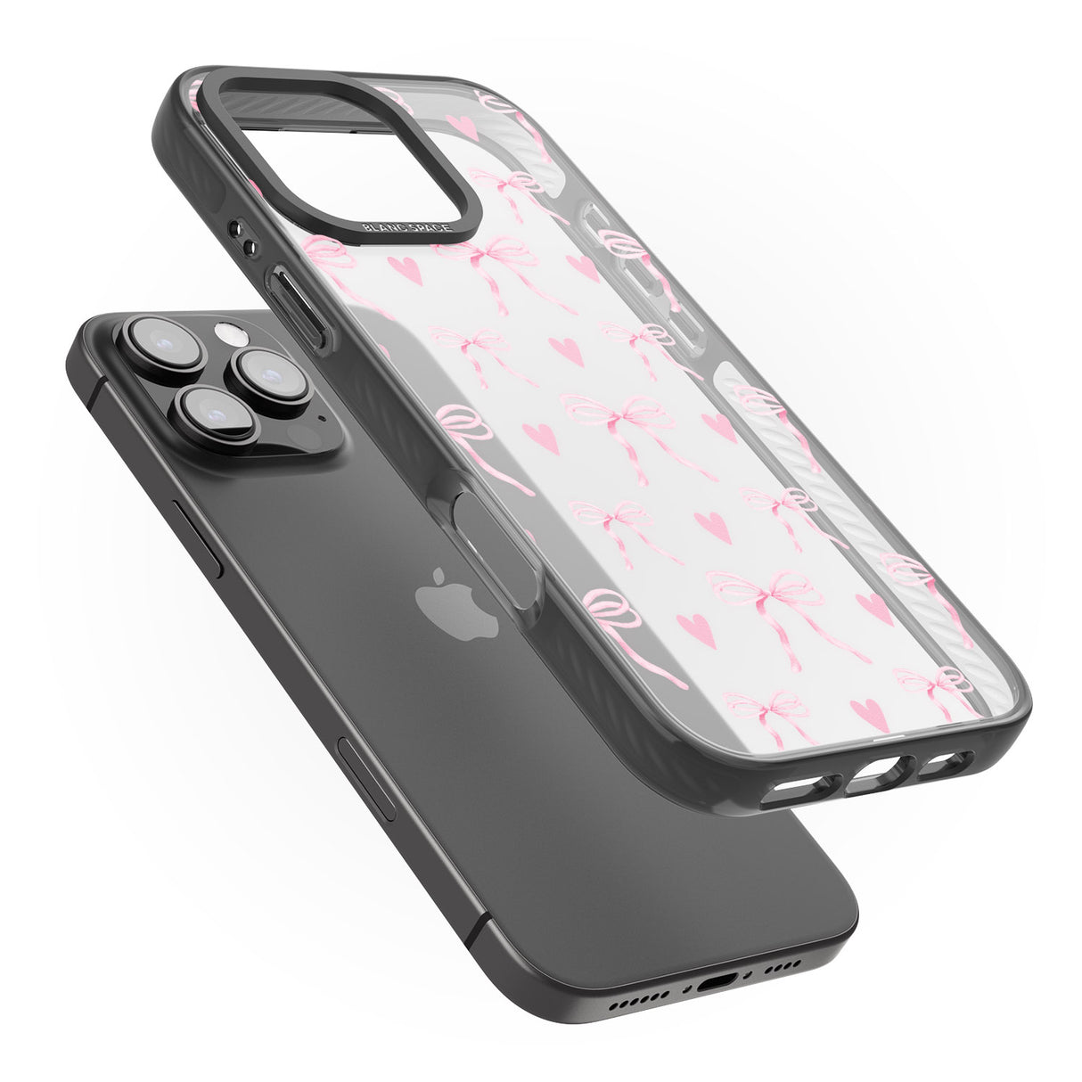 iPhone 16 Pink Bows & Hearts Clear Impact Phone Case