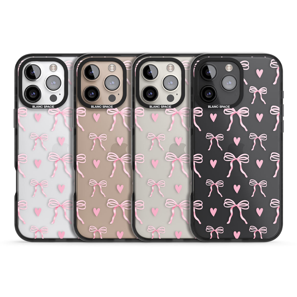 iPhone 16 Pink Bows & Hearts Clear Impact Phone Case