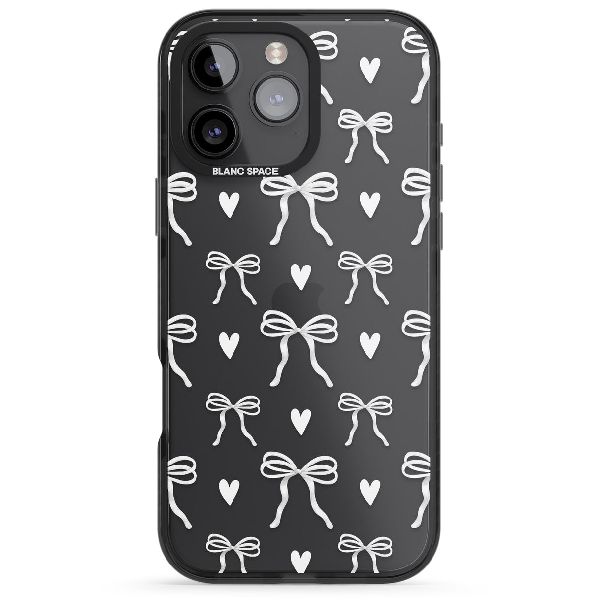 iPhone 16 White Bows & Hearts Clear Impact Phone Case