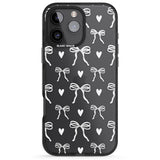 iPhone 16 White Bows & Hearts Clear Impact Phone Case