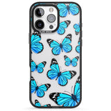 iPhone 16 Pro Max Blue Butterflies Black Impact Phone Case