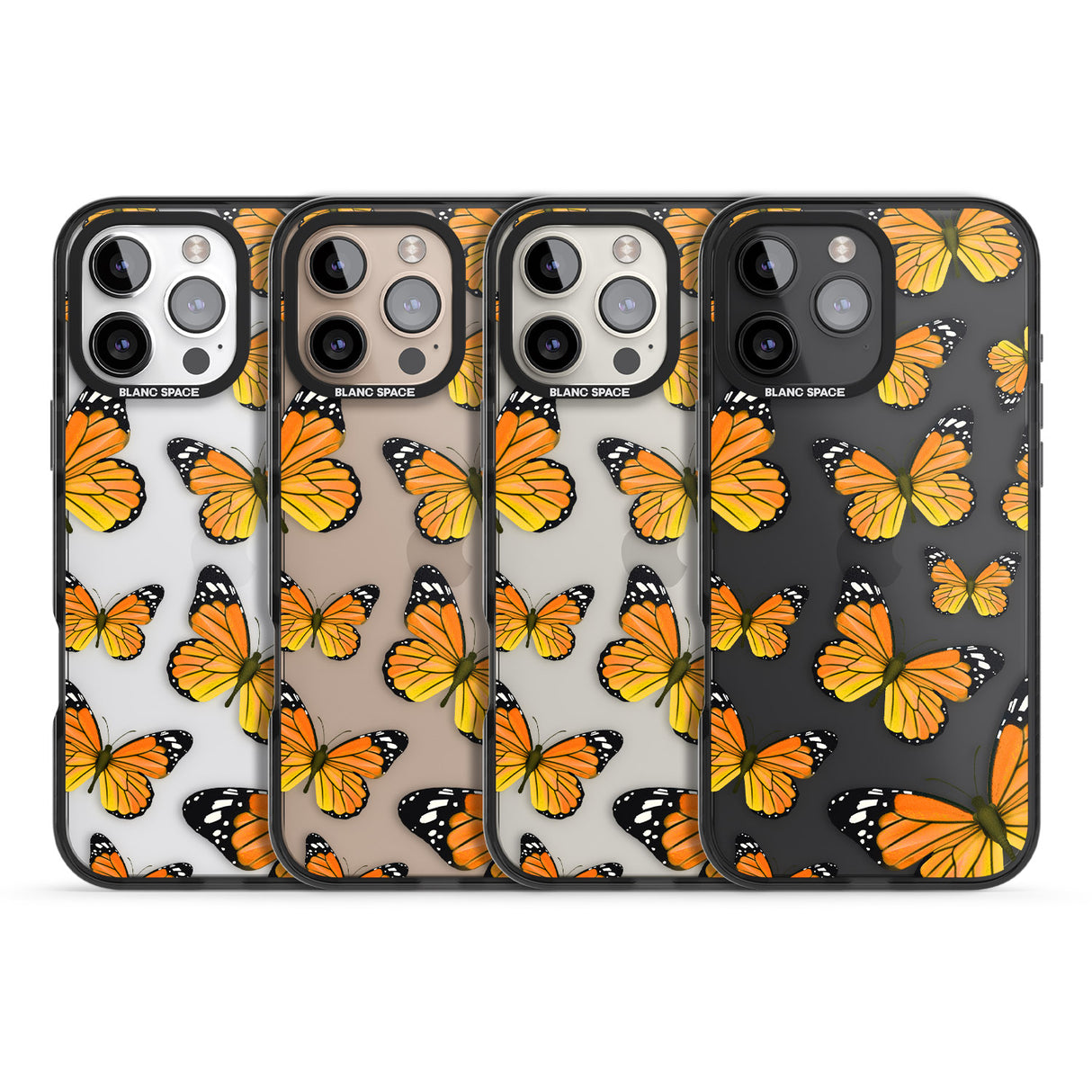 iPhone 16 Pro Max Sun-Yellow Butterflies Black Impact Phone Case