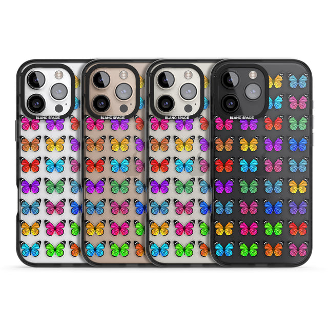 iPhone 16 Pro Max Colourful Butterfly Pattern Black Impact Phone Case