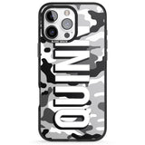 iPhone 16 Pro Max Personalised Greyscale Camo Black Impact Phone Case