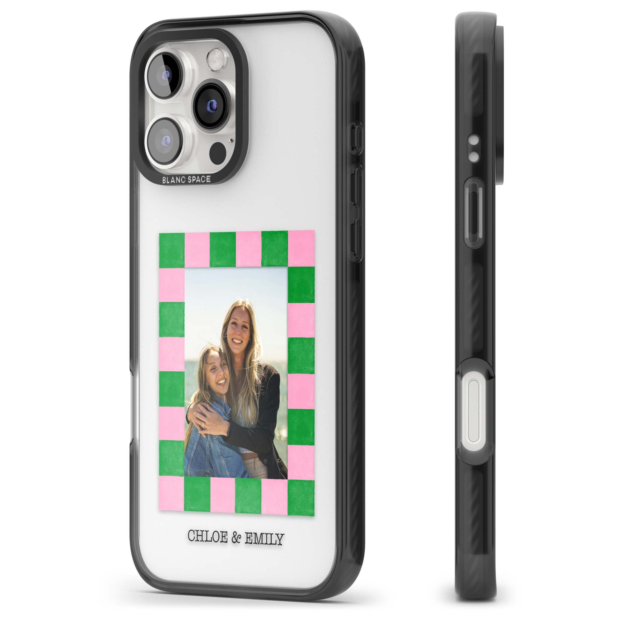 Riviera Check Photo cute iPhone case | Black Impact case for iPhone 16 Pro, iPhone 16 Pro Max